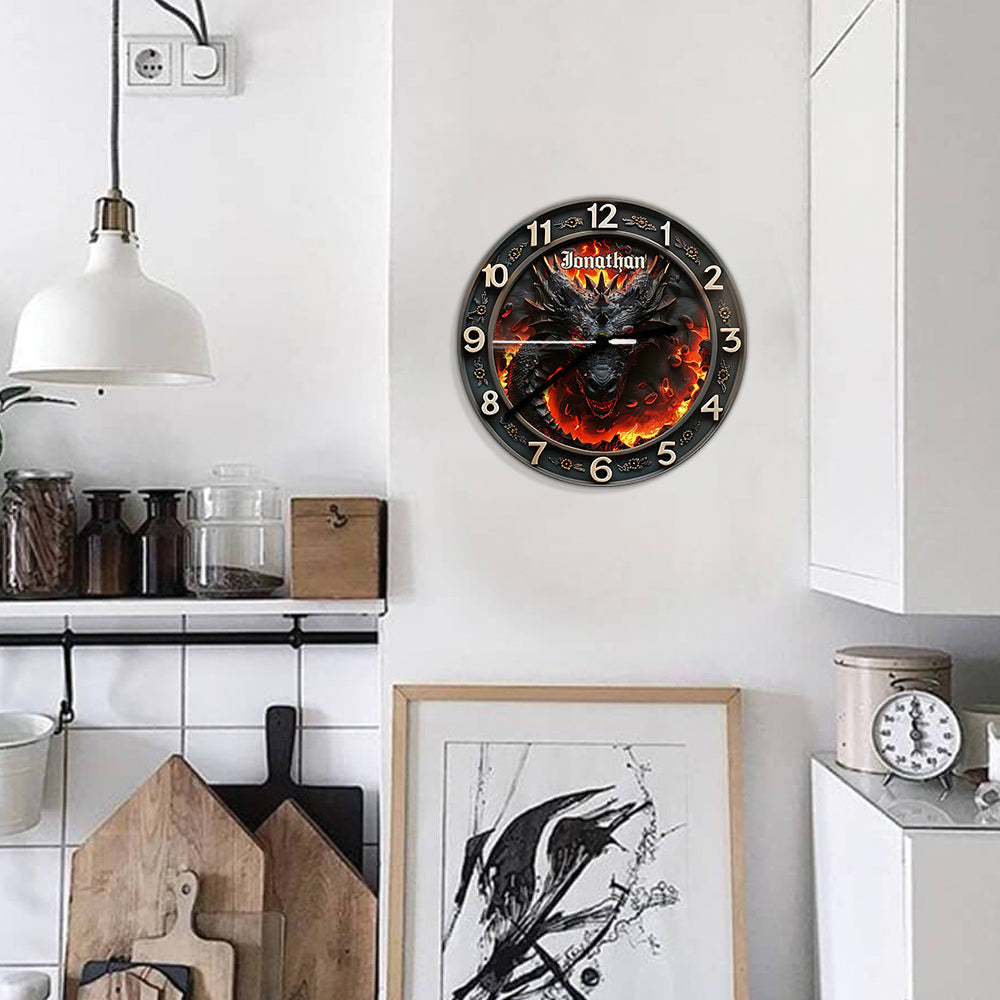 Volcanic Dragon - Personalized Dragon Wall Clock
