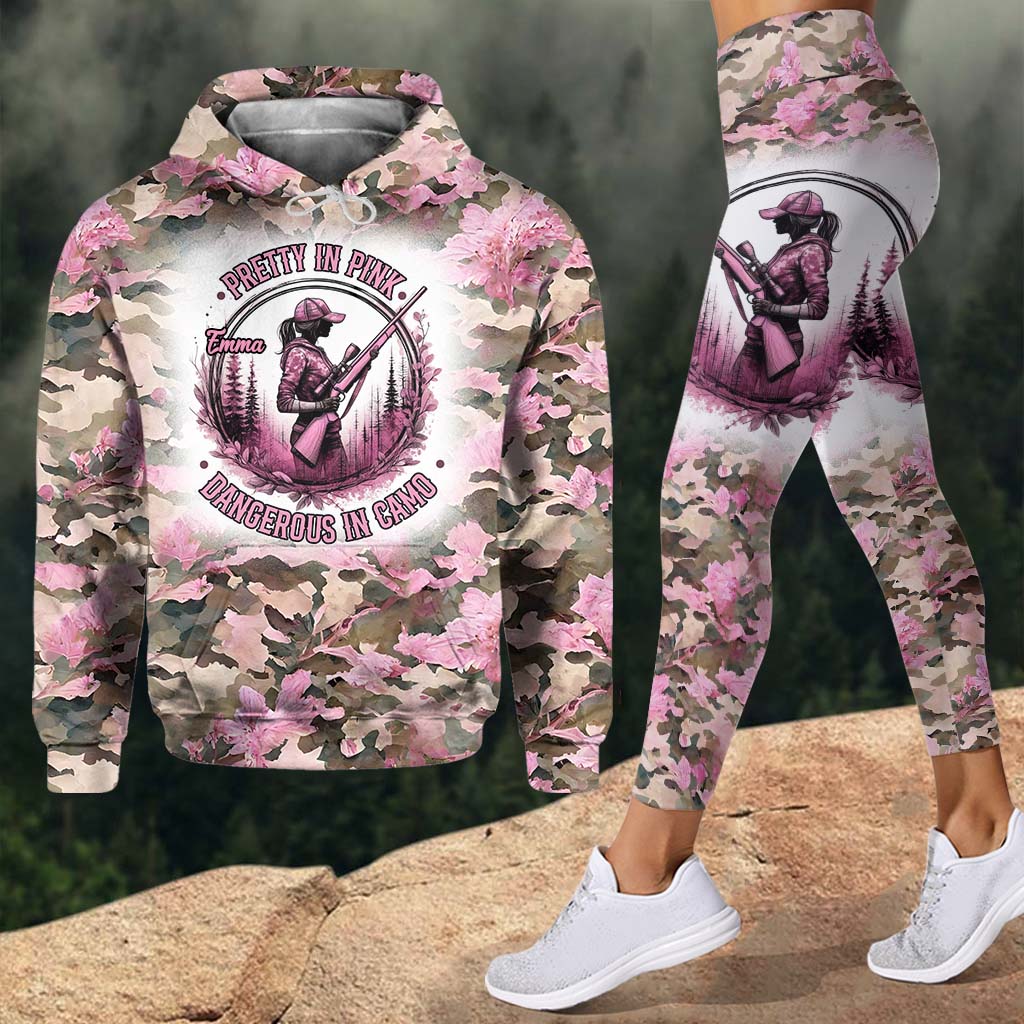 Pretty in Pink Dangerous in Camo - Personalized Hunting Hoodie and Leggings