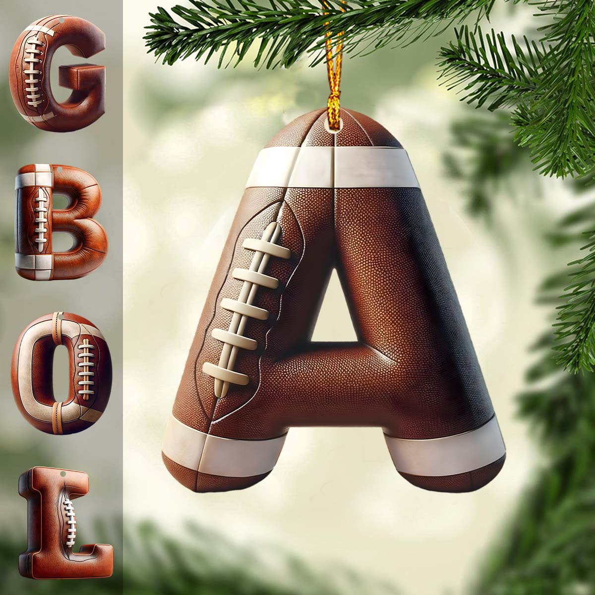 Football Letter - Personalized Football Ornament