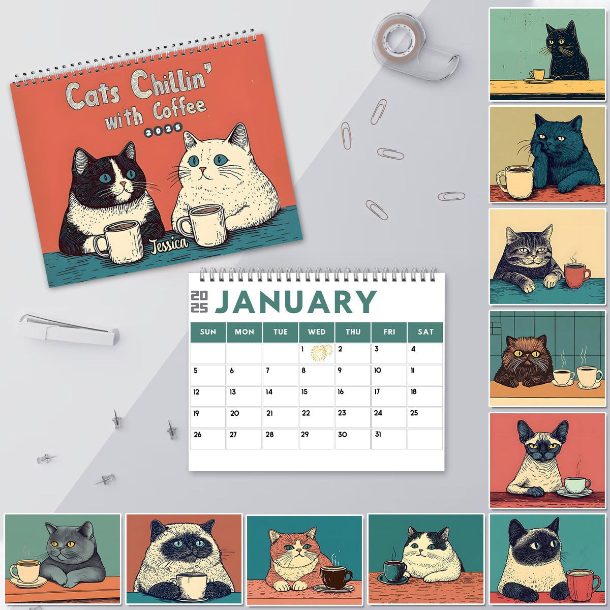 Niedliche Katze – personalisierter Katzen-Wandkalender
