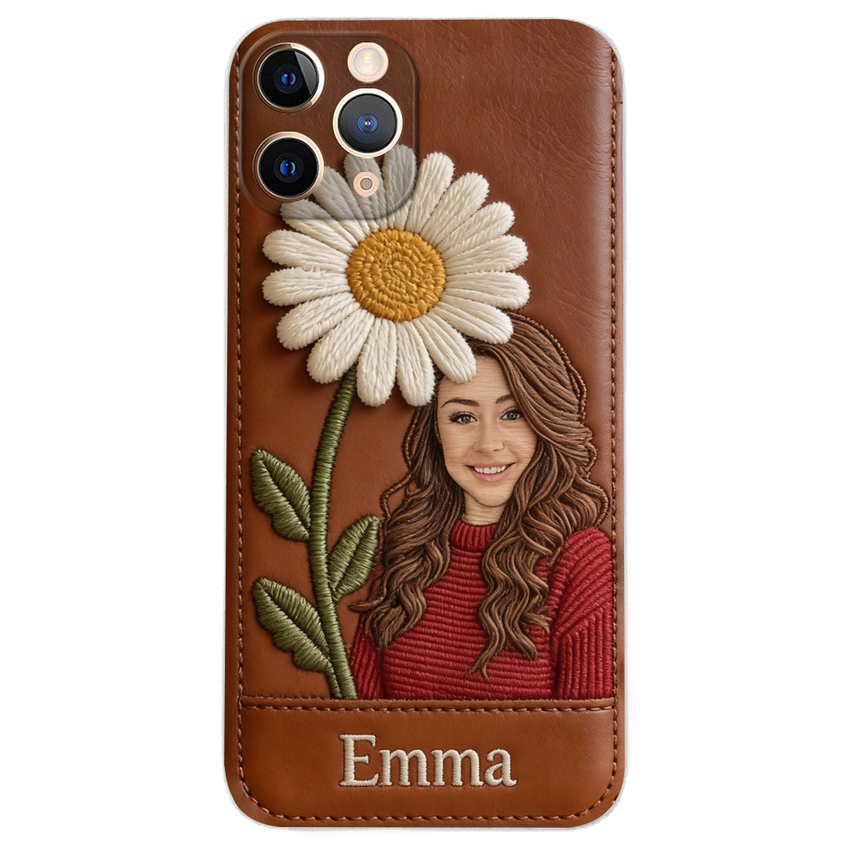 Custom Any Photo Birthmonth Flower - Personalized Self Love Leather Phone Case