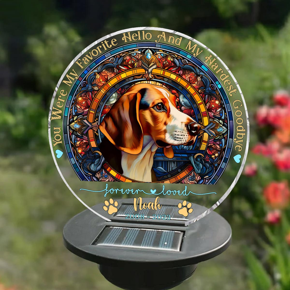 Du warst mein Liebling! Hallo – Personalisierte Solar-Gartenleuchte für Hunde