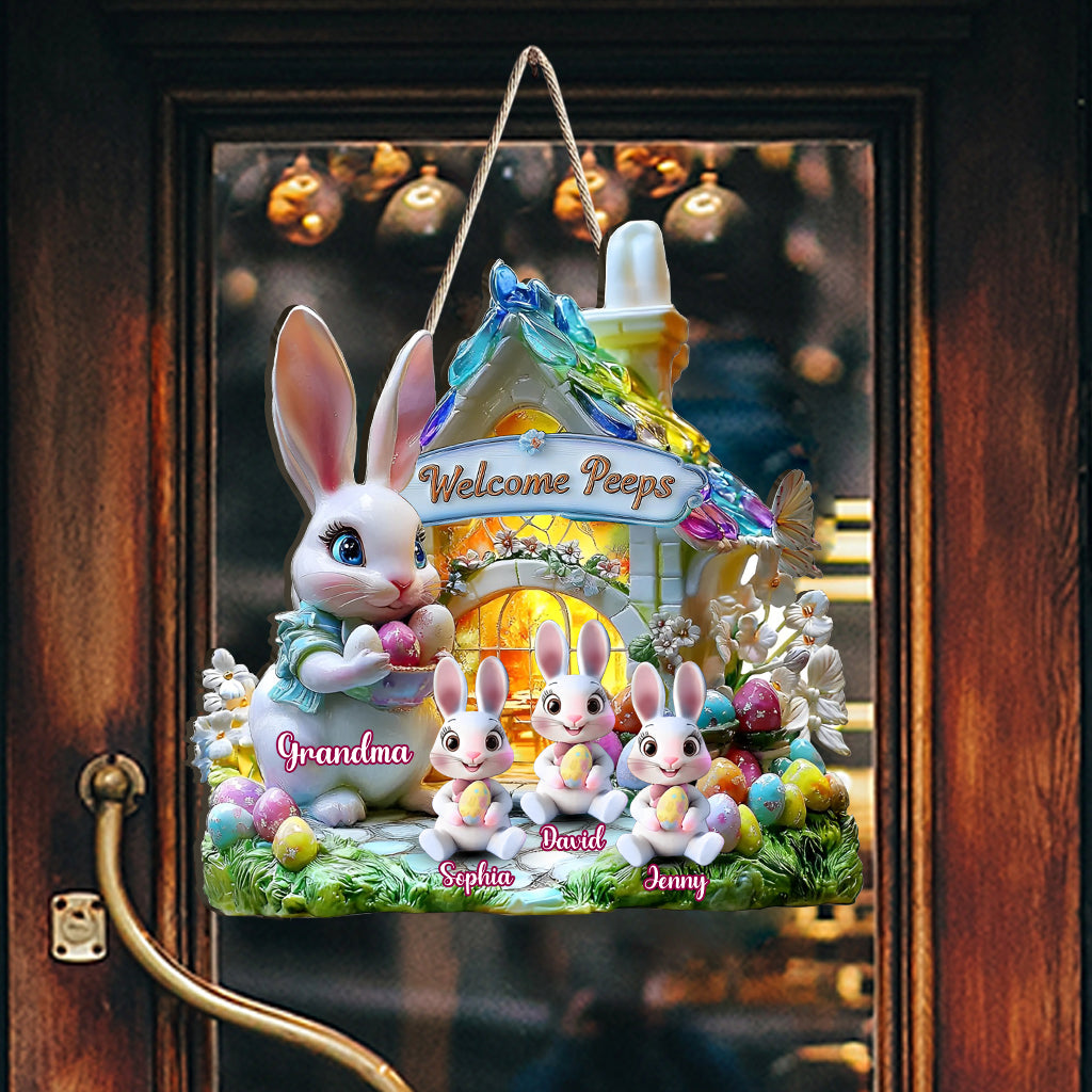 Willkommen, ihr Lieben! - Personalisiertes, individuell geformtes Holzschild für Oma