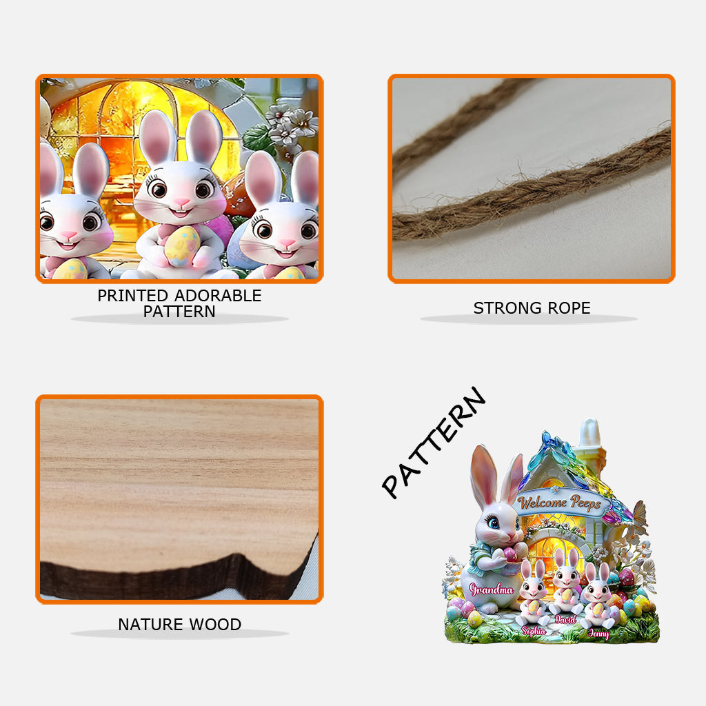 Willkommen, ihr Lieben! - Personalisiertes, individuell geformtes Holzschild für Oma