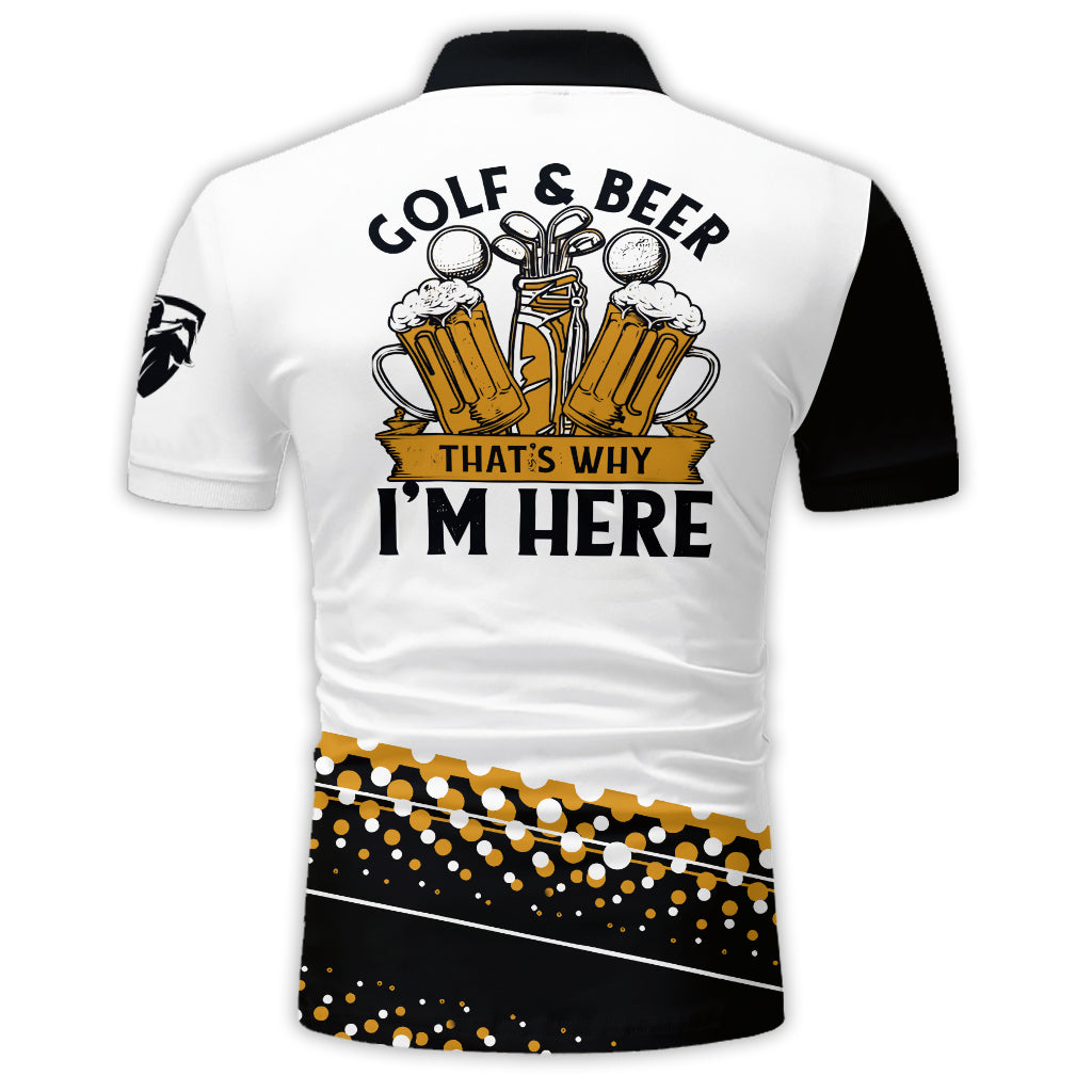 Golf & Bier – Deshalb bin ich hier – Personalisiertes Golf-Poloshirt