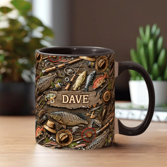 Angelbegeisterte – Personalisierte Tasse mit Angelmotiv