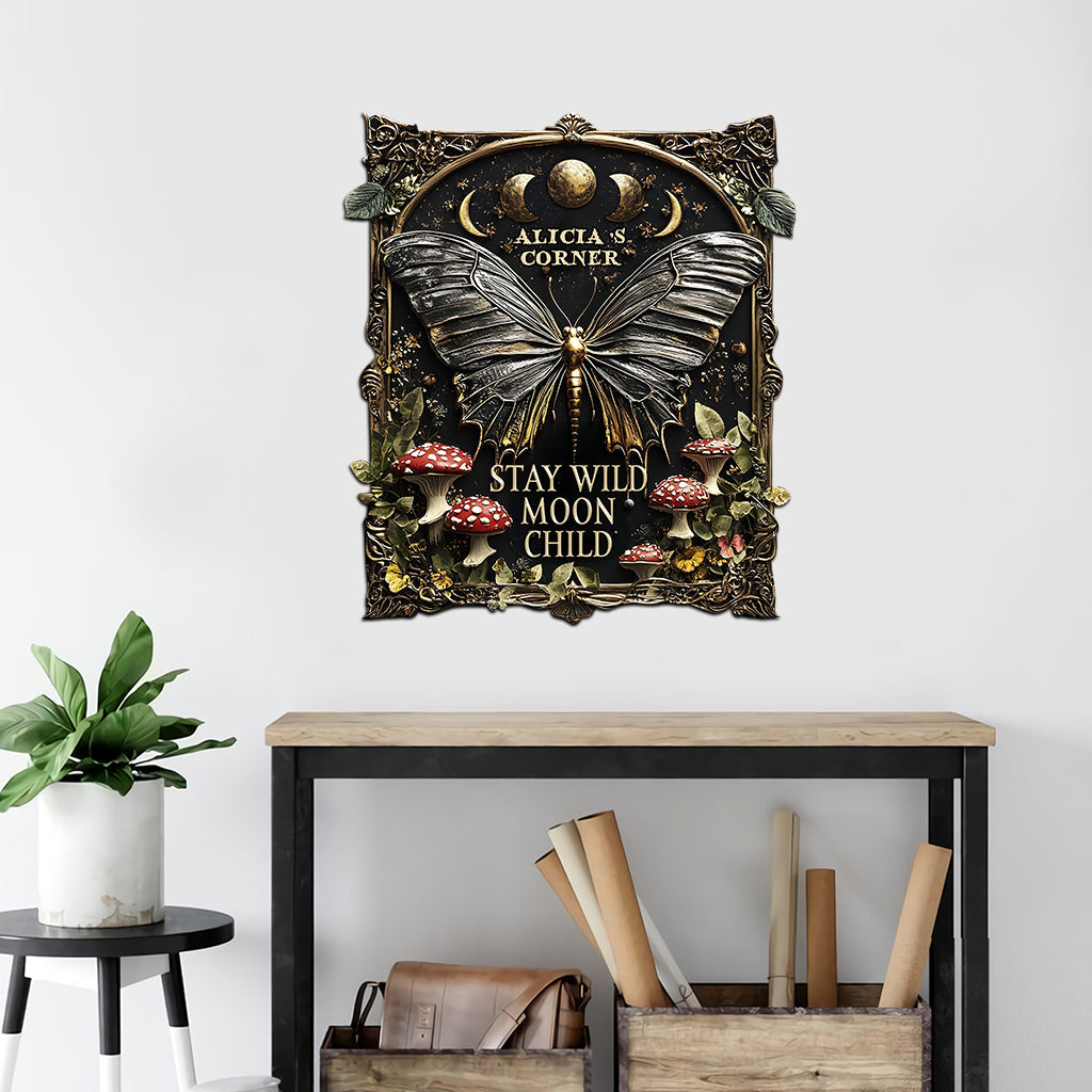 Bleib wild, Mondkind – personalisiertes Hippie-Metallschild