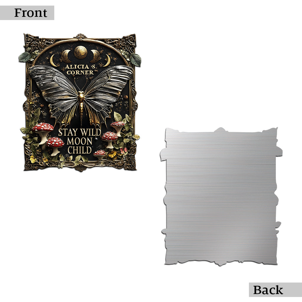 Bleib wild, Mondkind – personalisiertes Hippie-Metallschild