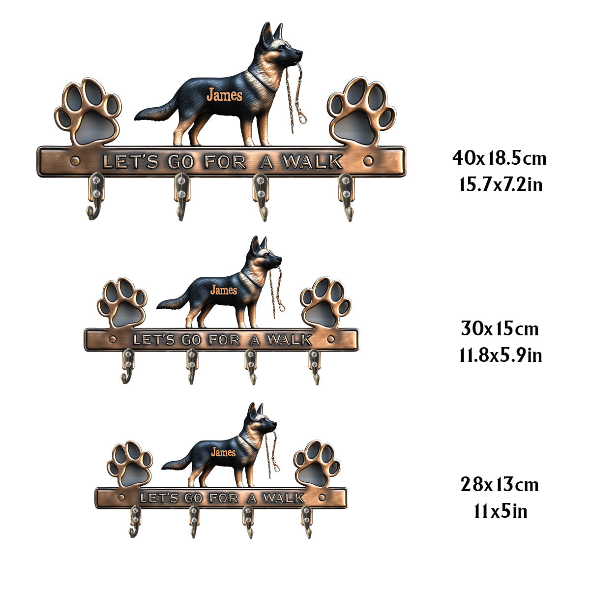 Lass uns spazieren gehen – Personalisierter, hundeförmiger Schlüsselhalter