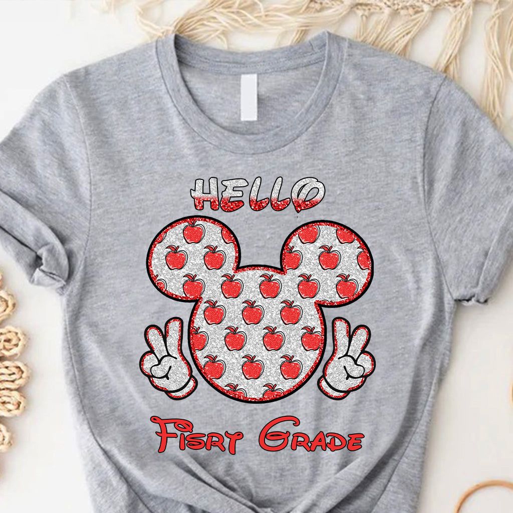 Hello School - Personalized Teacher T-shirt and Hoodie With Faux Glitter Print