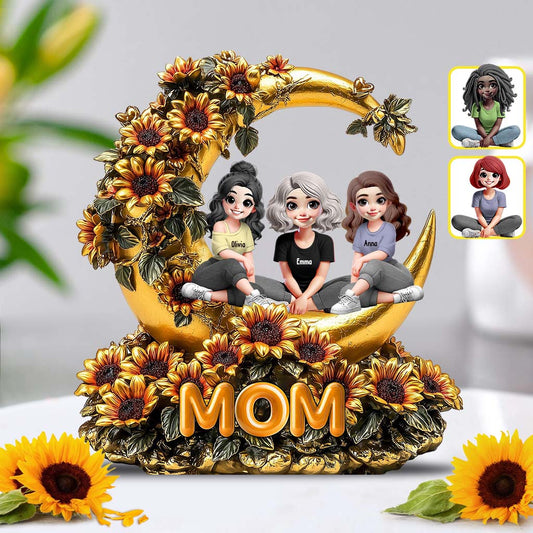 Mother & Daughters Sunflower - Personalized Mother Custom Shaped Acrylic Plaque