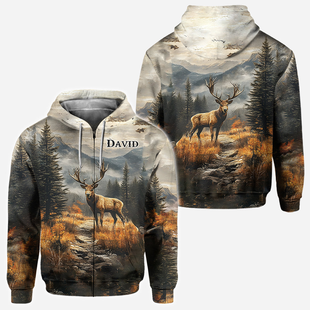 Beliebiger Name, wunderschönes Hirschmotiv - Personalisiertes Jagd-Shirt