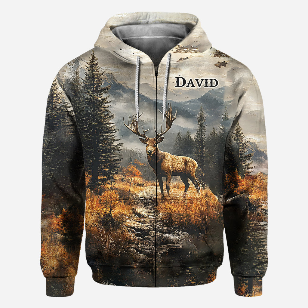 Beliebiger Name, wunderschönes Hirschmotiv - Personalisiertes Jagd-Shirt