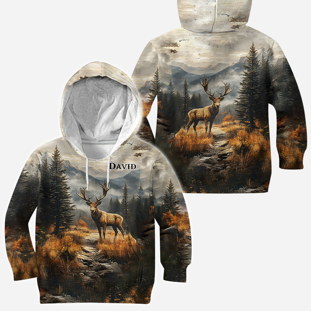 Beliebiger Name, wunderschönes Hirschmotiv - Personalisiertes Jagd-Shirt