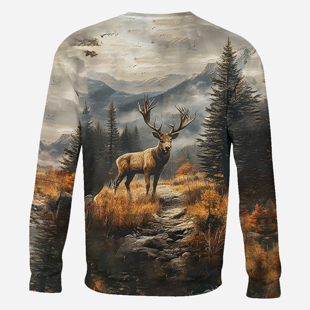 Beliebiger Name, wunderschönes Hirschmotiv - Personalisiertes Jagd-Shirt