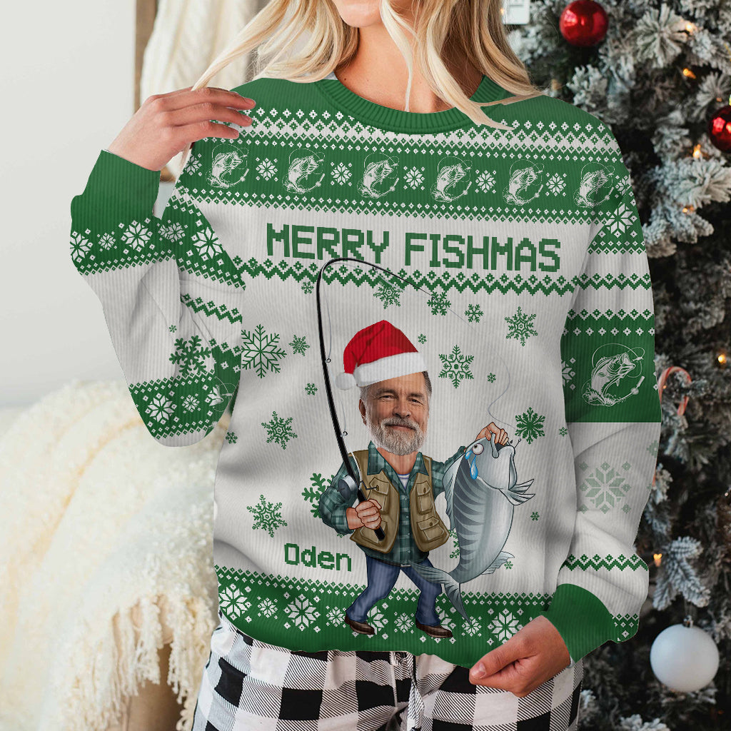 Fröhliche Fischweihnachten – personalisierter hässlicher Anglerpullover