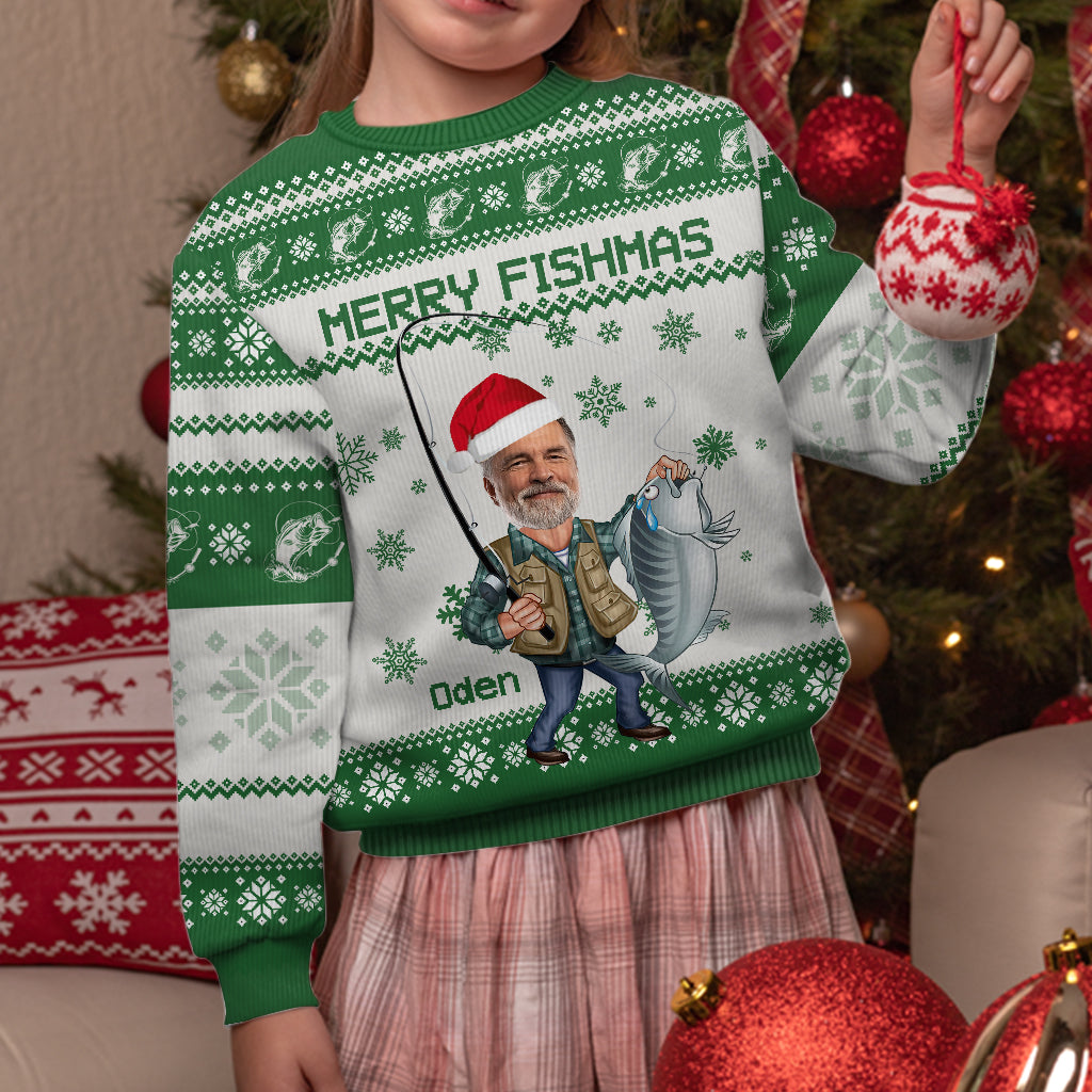 Fröhliche Fischweihnachten – personalisierter hässlicher Anglerpullover