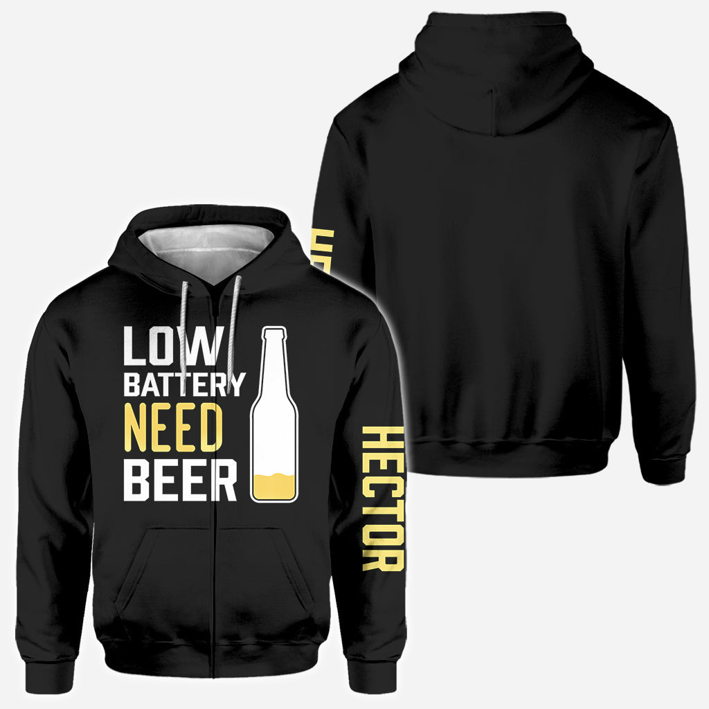Low Battery Need Beer - Personalized Beer All Over Shirt