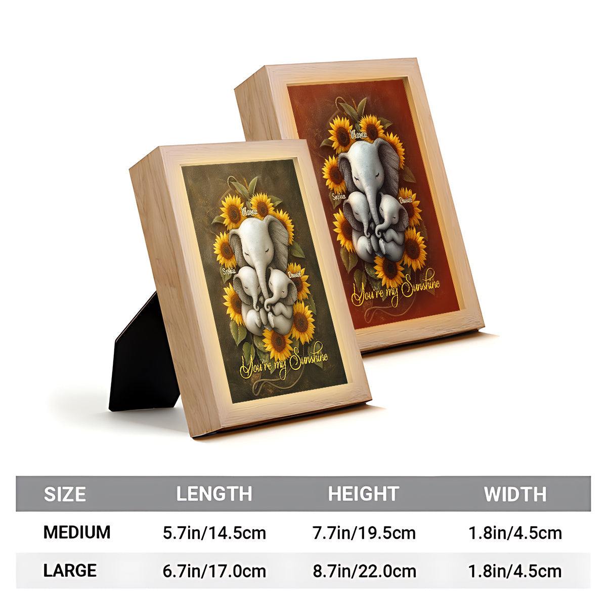 Du bist mein Sonnenschein – Personalisiertes Nachtlicht aus Holz mit Spiegel für Mutter