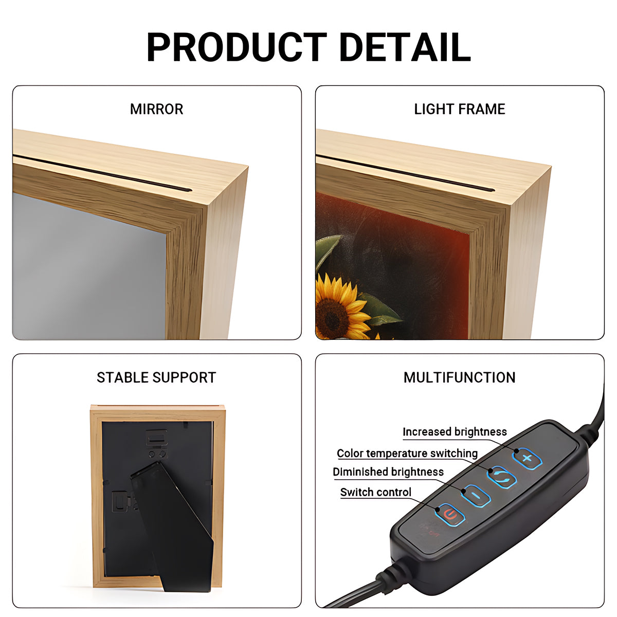 Du bist mein Sonnenschein – Personalisiertes Nachtlicht aus Holz mit Spiegel für Mutter