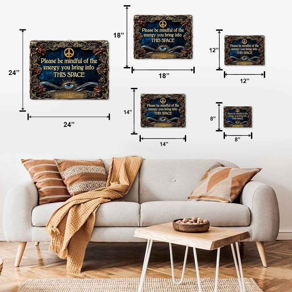 Check Your Energy - Personalized Hippie Cut Metal Sign