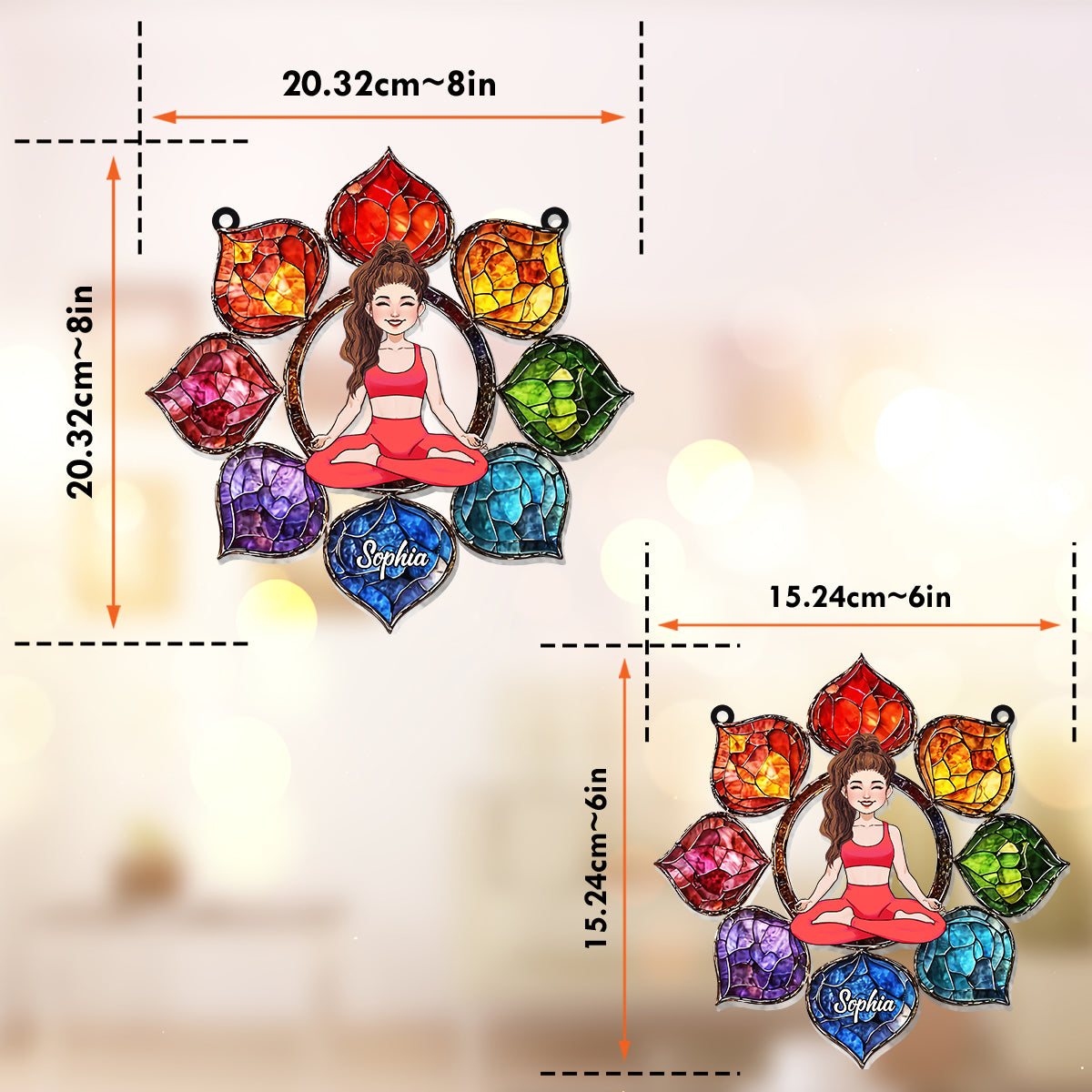 Leuchtendes Om-Symbol – Personalisierter Yoga-Fensterhänger als Sonnenfänger 