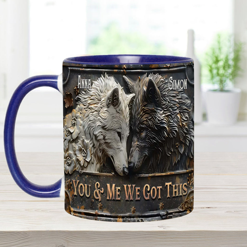 You & Me We Got This - Personalized Wolf Accent Mug
