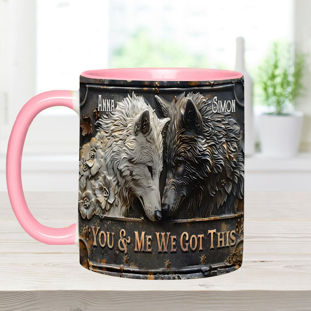 You & Me We Got This - Personalized Wolf Accent Mug