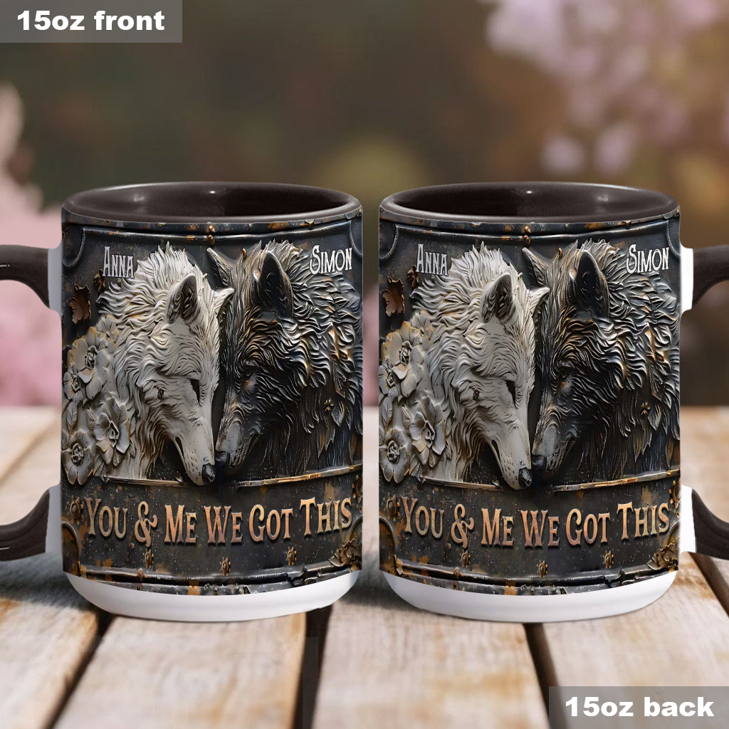 You & Me We Got This - Personalized Wolf Accent Mug