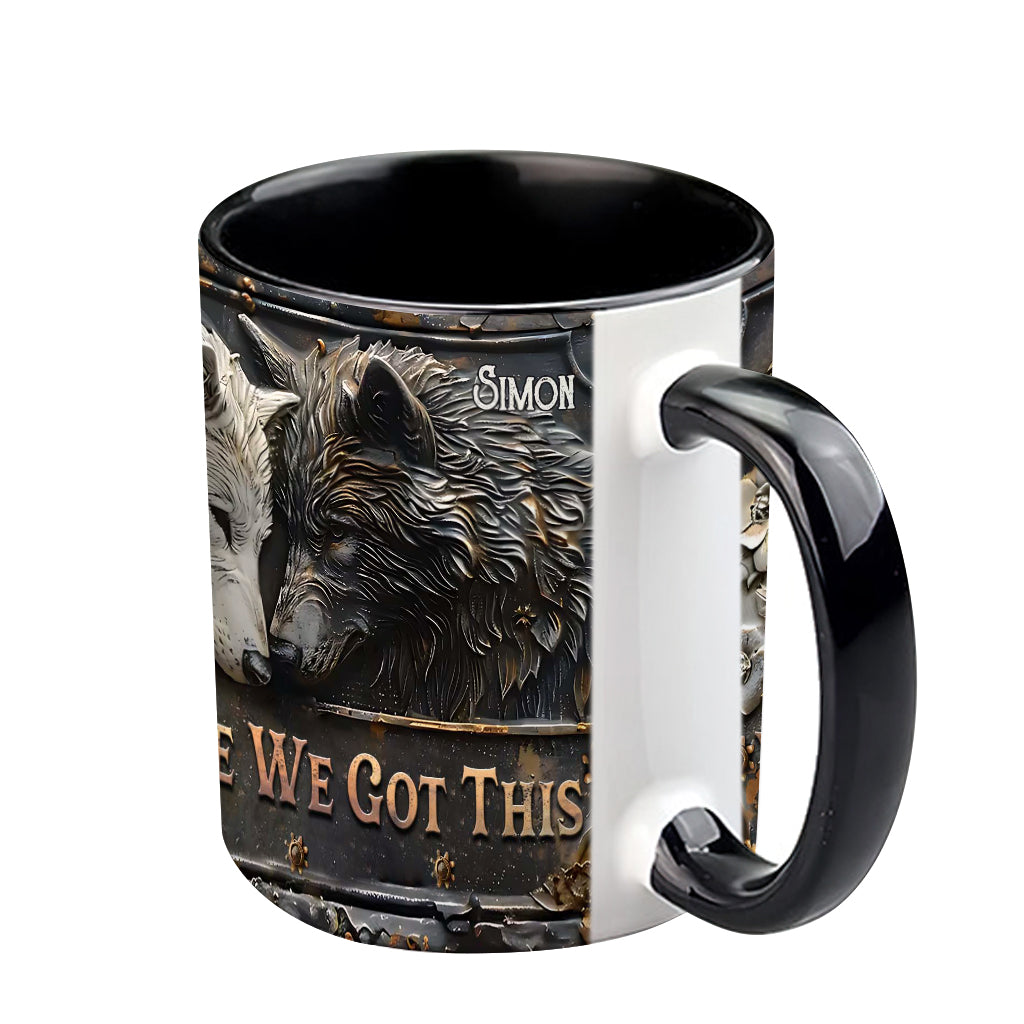 You & Me We Got This - Personalized Wolf Accent Mug