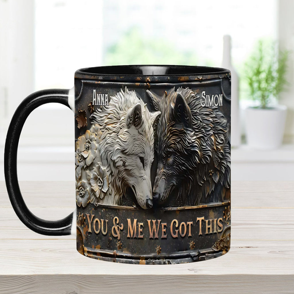 You & Me We Got This - Personalized Wolf Accent Mug