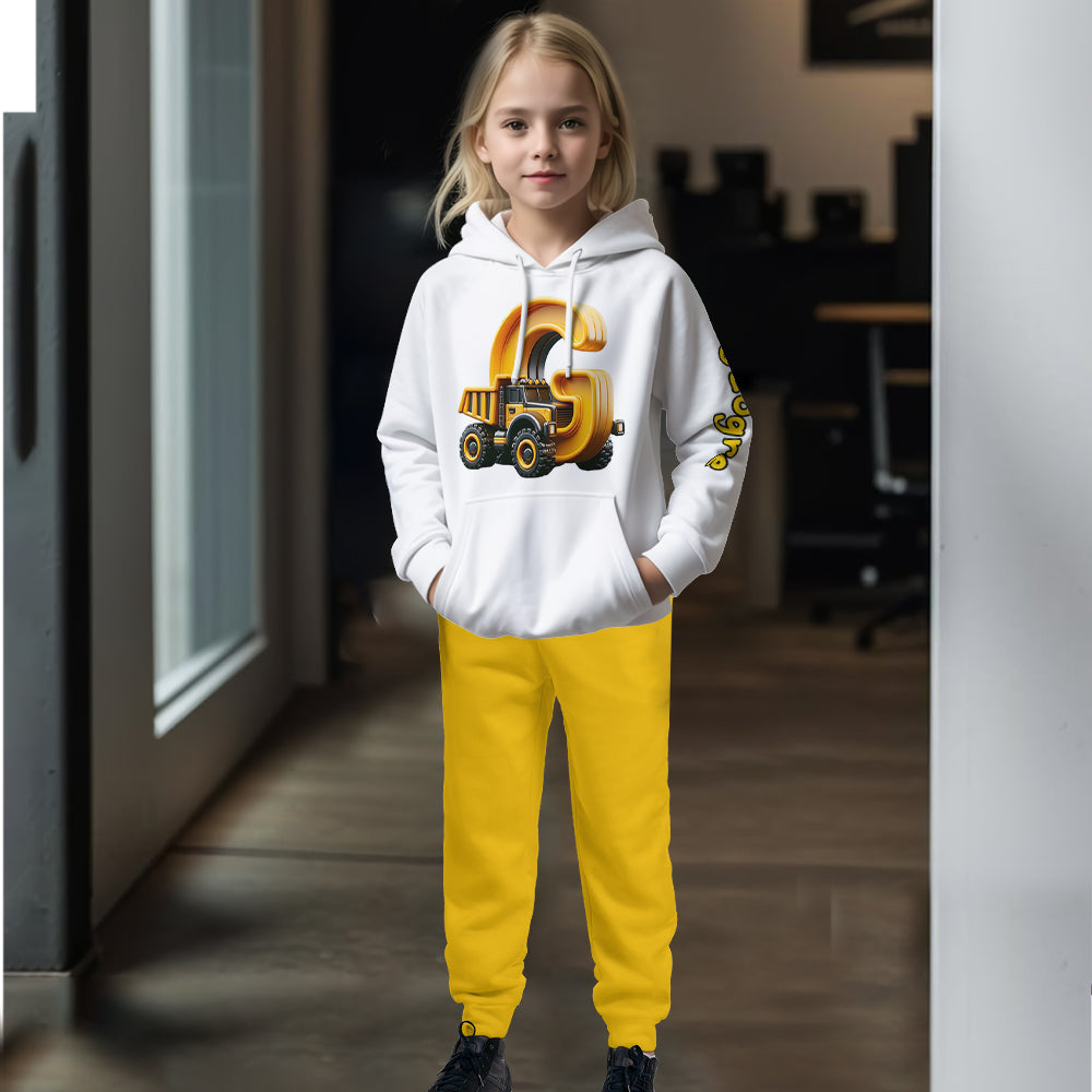 Boy's Cool Truck Print Hooded Outfit - Personalized Kid Hoodie & Kid Jogger Sweatpants