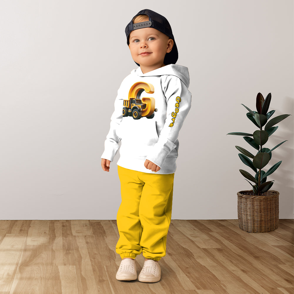 Boy's Cool Truck Print Hooded Outfit - Personalized Kid Hoodie & Kid Jogger Sweatpants