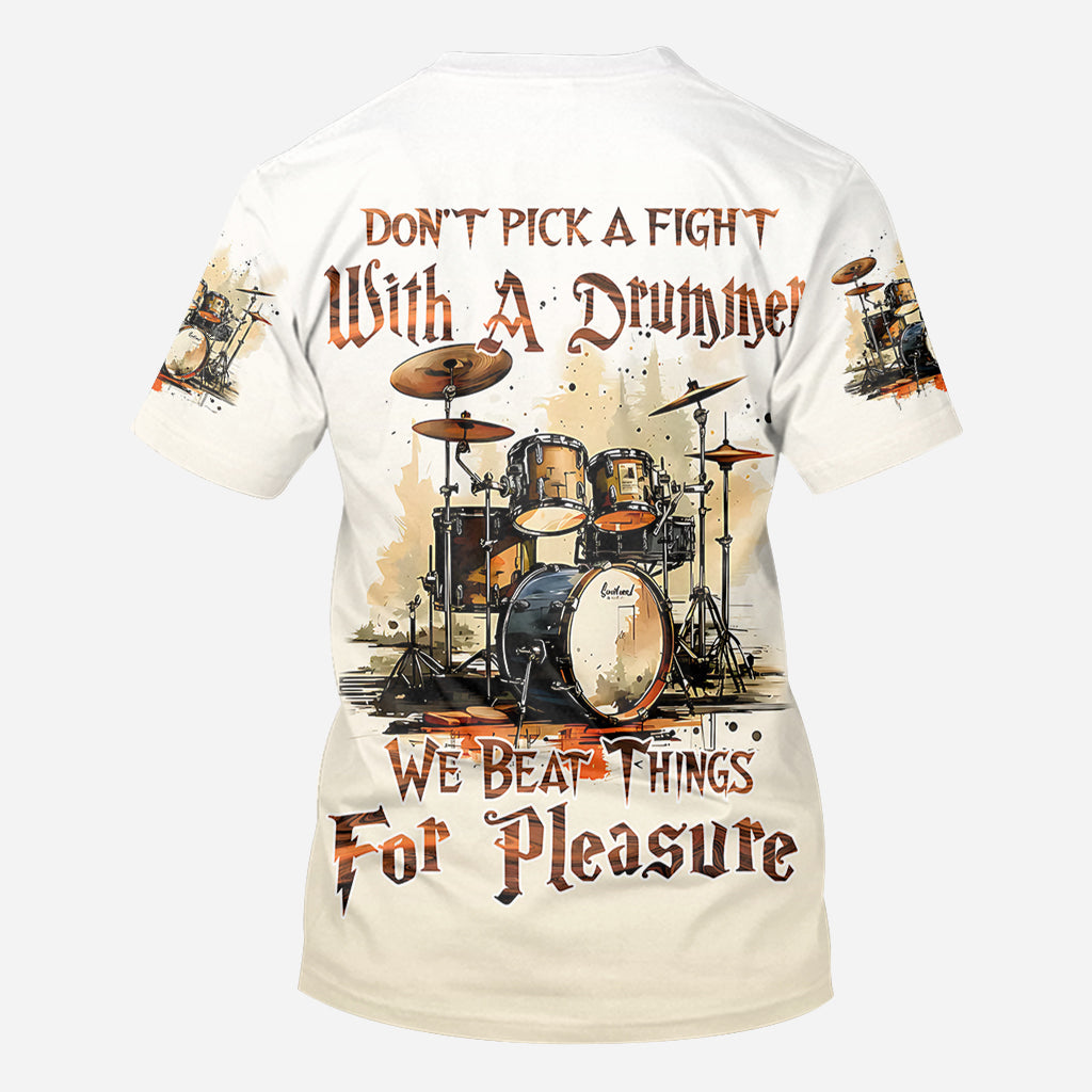 Don't Pick A Fight With A Drummer - Personalized Drummer All Over Shirt