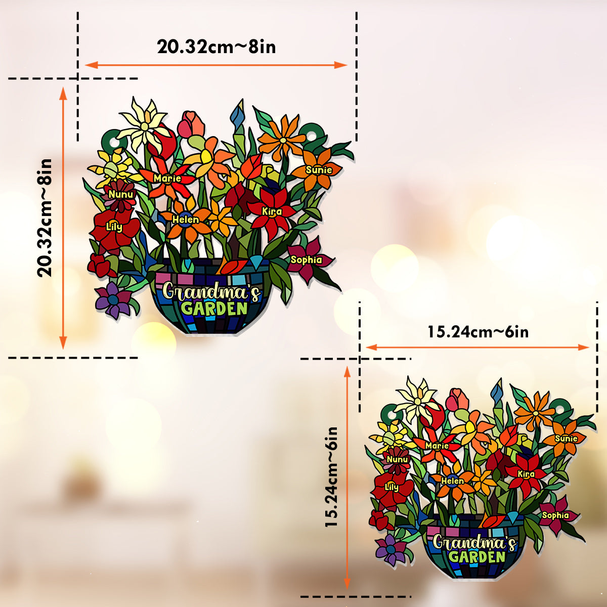 Omas Garten – Personalisierter Oma-Fensterhänger-Sonnenfänger 