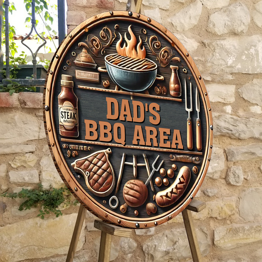 Gift For BBQ Dad, Husband... - Personalized Father Round Wood Sign