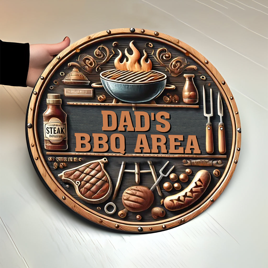 Gift For BBQ Dad, Husband... - Personalized Father Round Wood Sign