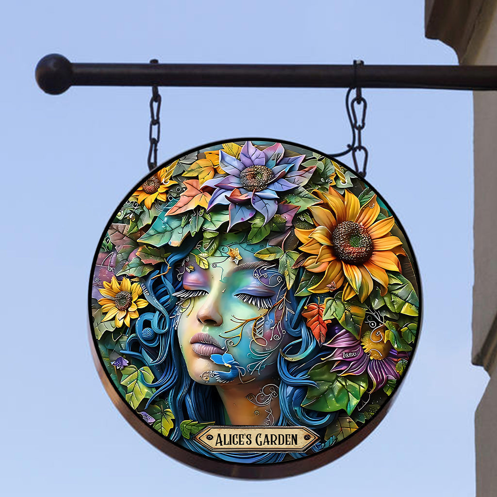 Mein Garten – Personalisiertes rundes Metallschild für Gartenliebhaber