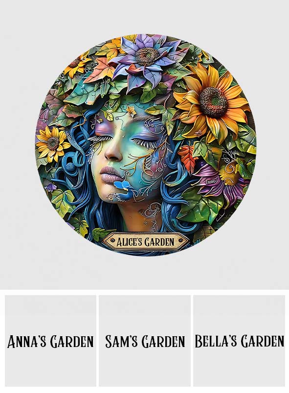 Mein Garten – Personalisiertes rundes Metallschild für Gartenliebhaber