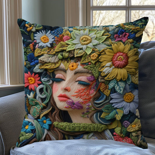 Floral Lady - Gardening Throw Pillow