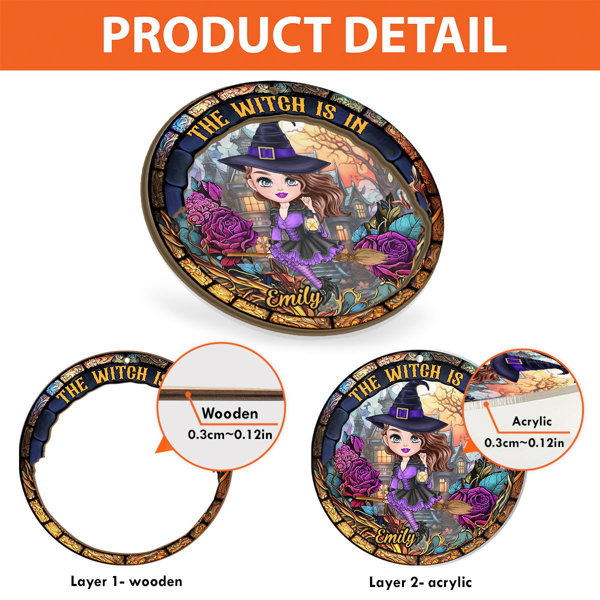 The Witch Is In - Personalized Witch 2 Layered Window Hanging Suncatcher