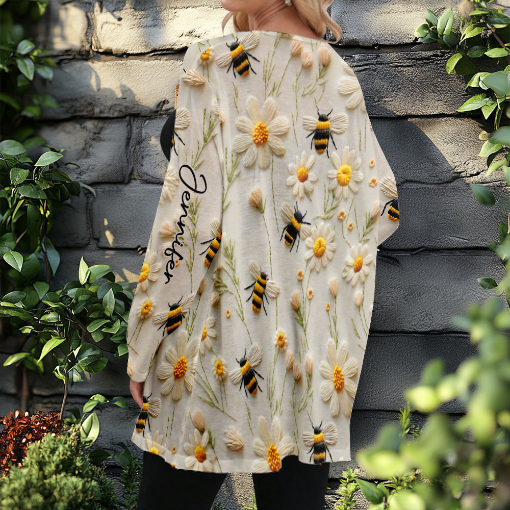 Flower And Bee – Personalisierter Bienen-Cardigan
