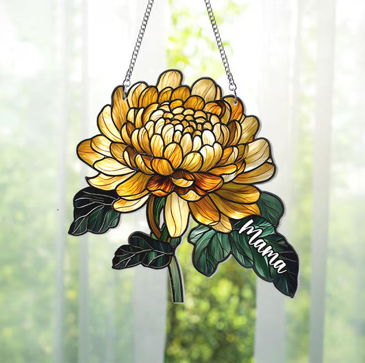 Geburtsmonatsblumen - Personalisierter Fensterhänger für die Mutter 