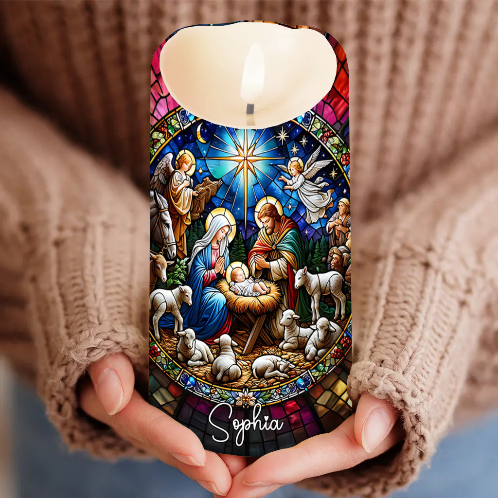 Holy Family - Personalized Christian Flameless Candle