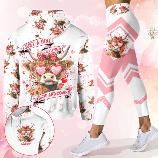 Just A Girl Who Loves Highland Cows - Personalized Highland Cow Hoodie and Leggings