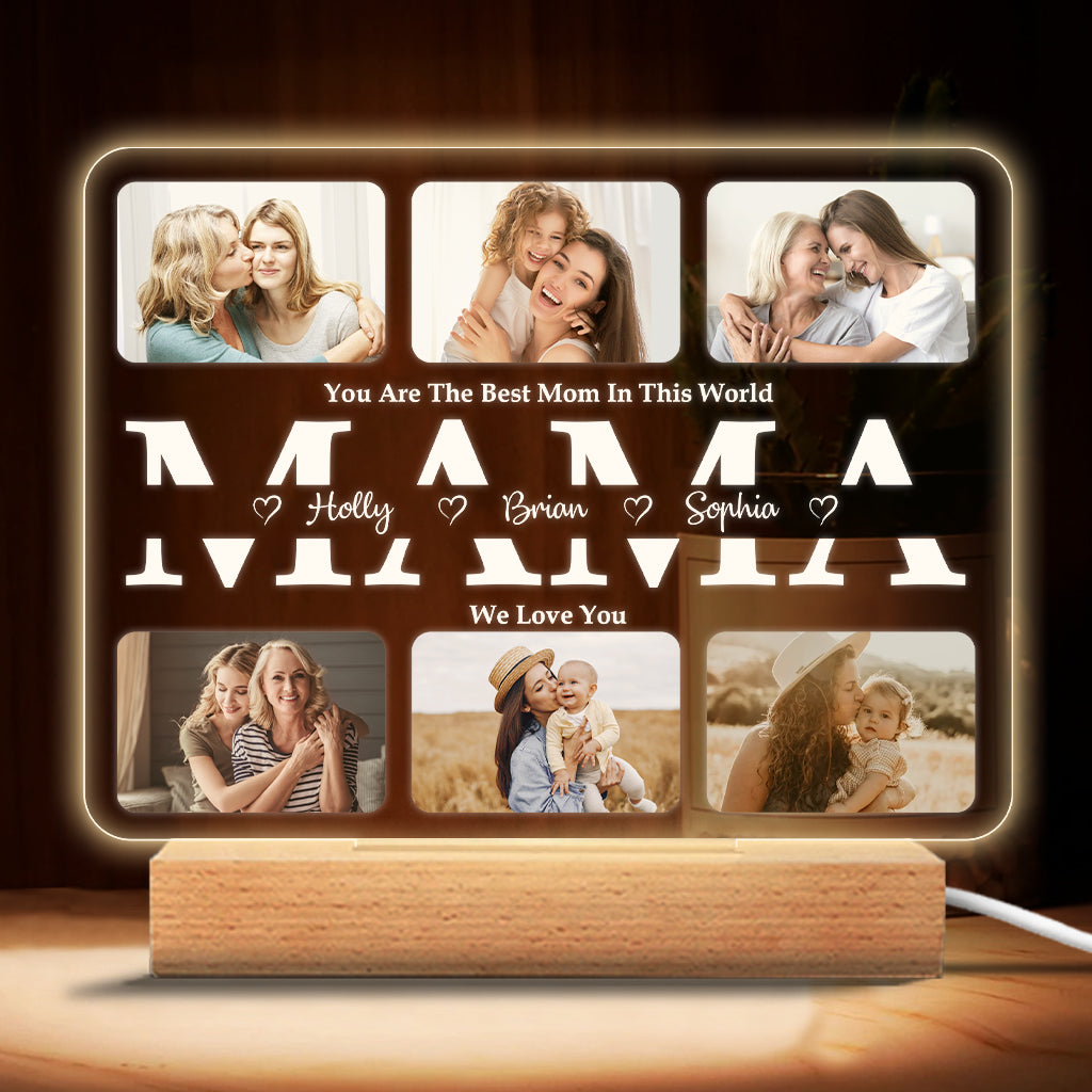 Wir lieben dich – Personalisierte, mutterförmige Plakettenleuchte