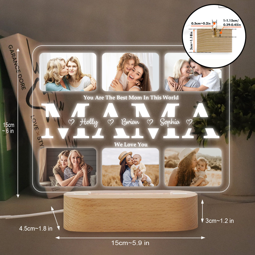 Wir lieben dich – Personalisierte, mutterförmige Plakettenleuchte