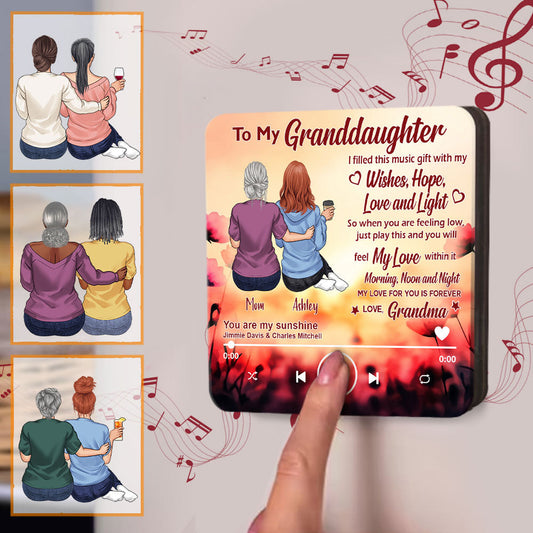 Für meine Enkelin – Personalisierter Kühlschrankmagnet mit Musikmotiv zum Schulabschluss