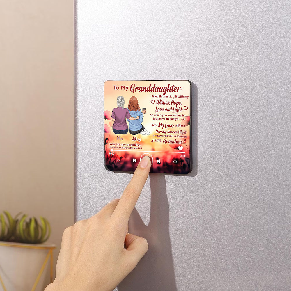 Für meine Enkelin – Personalisierter Kühlschrankmagnet mit Musikmotiv zum Schulabschluss