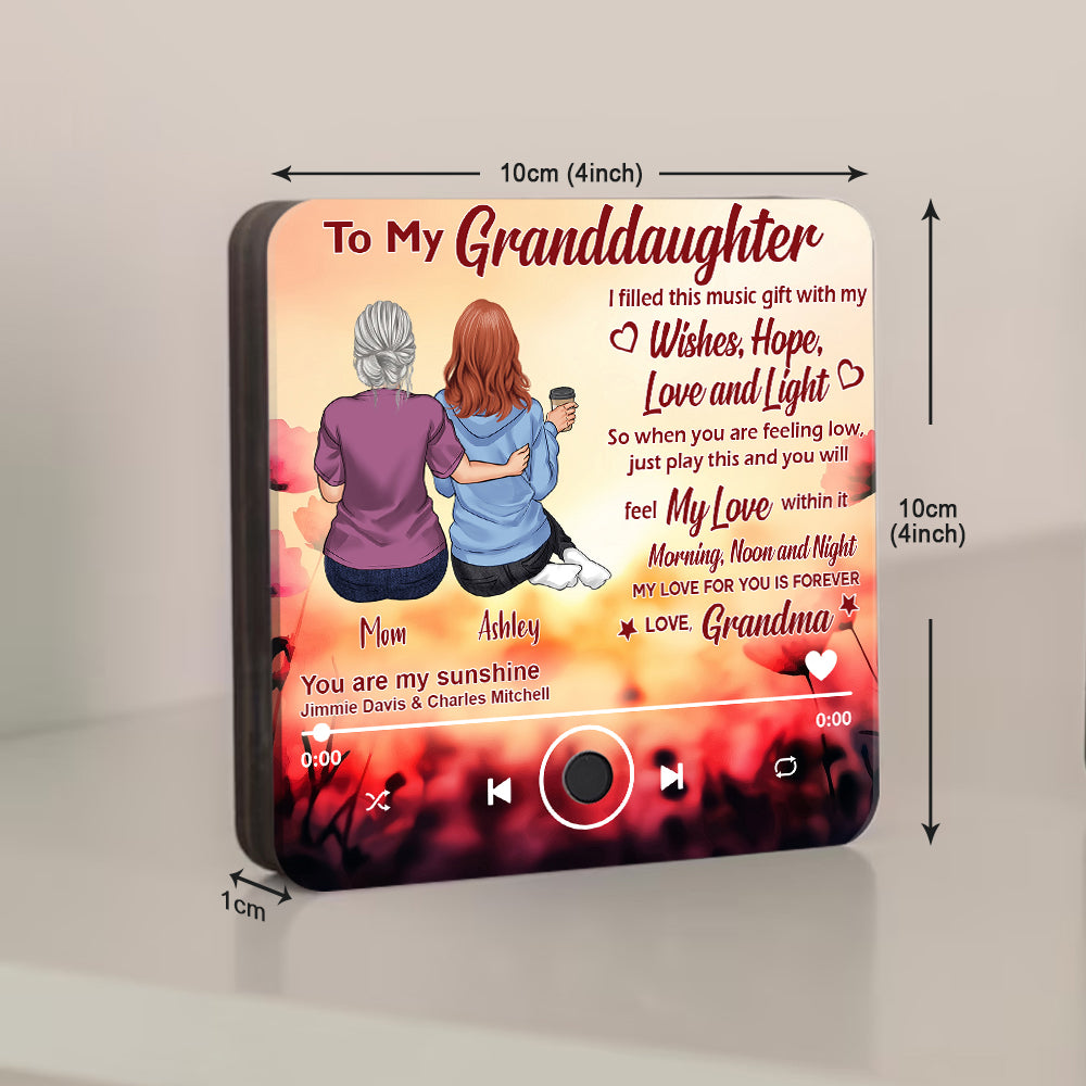 Für meine Enkelin – Personalisierter Kühlschrankmagnet mit Musikmotiv zum Schulabschluss